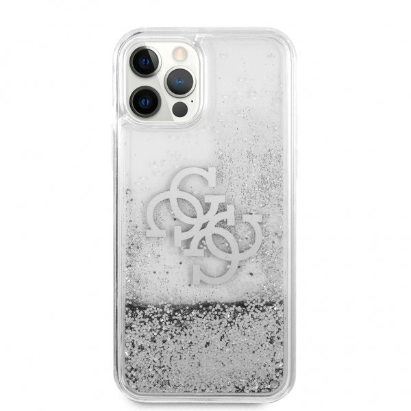 Guess iPhone 12 Pro Max Deksel Liquid Glitter Sølv Klar