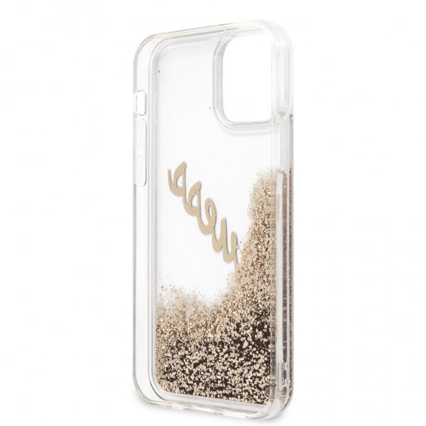 Guess iPhone 12 Pro Max Deksel Liquid Glitter Vintage Gull