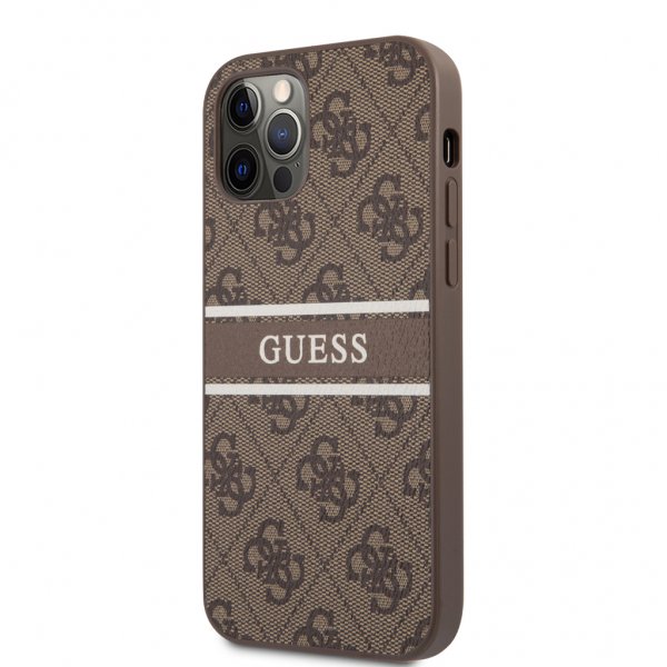 Guess iPhone 12 Pro Max Deksel Printed Stripe Brun