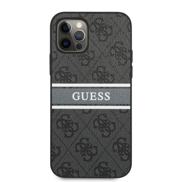 Guess iPhone 12 Pro Max Deksel Printed Stripe Grå
