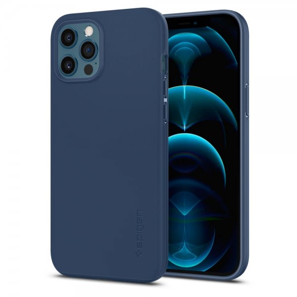 Spigen iPhone 12 Pro Max Deksel Thin Fit Deep Blue