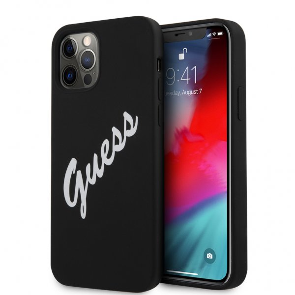 Guess iPhone 12 Pro Max Deksel Vintage Silicone Svart