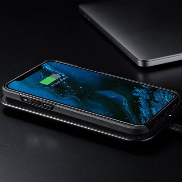 Pitaka iPhone 12/iPhone 12 Pro Deksel MagEZ Case Svart/Grå Twill