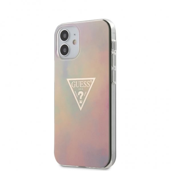 Guess iPhone 12 Mini Deksel Gold Triangle Rosa