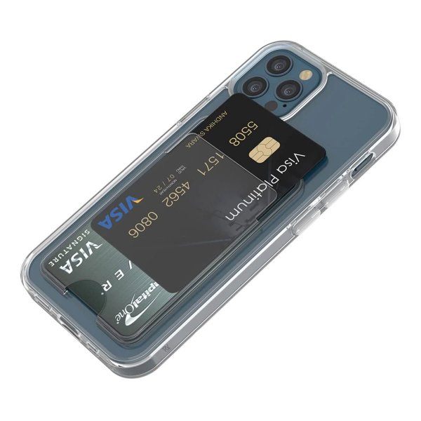 Rvelon iPhone 12/iPhone 12 Pro Deksel Kortholder Transparent