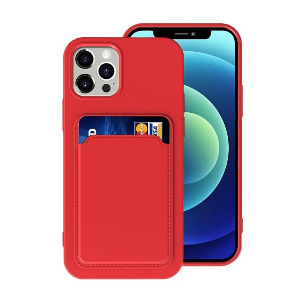 iPhone 12/iPhone 12 Pro Deksel Kortholder Rød