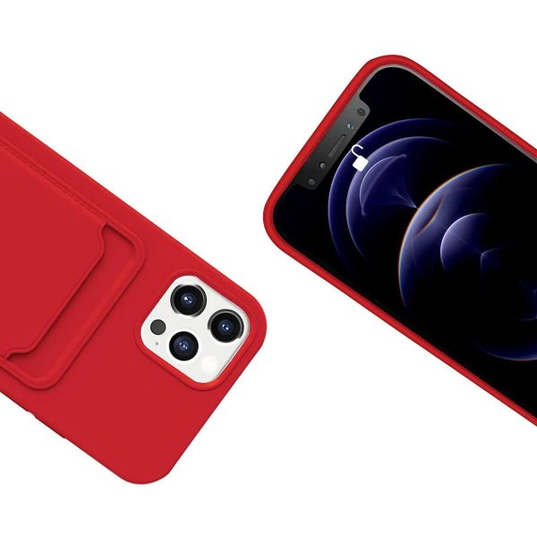 iPhone 12/iPhone 12 Pro Deksel Kortholder Rød