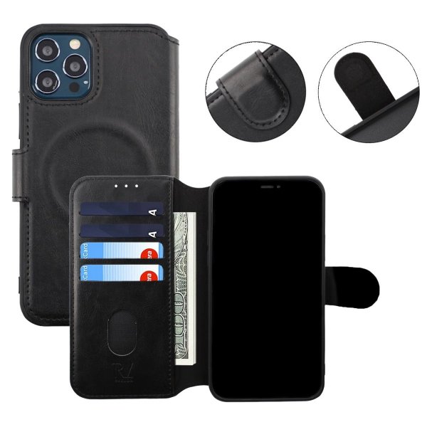 Rvelon iPhone 12/iPhone 12 Pro Etui 4 Kortlomme MagSafe Svart