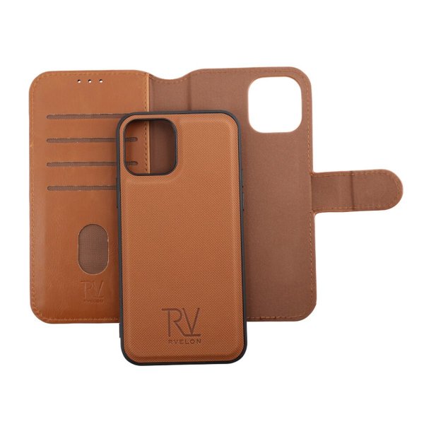 Rvelon iPhone 12/iPhone 12 Pro Etui Detachable Wallet Case Brun