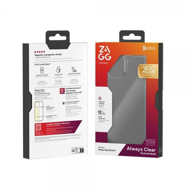 Zagg iPhone 13/14/15/16e/17e Deksel Crystal Palace Transparent