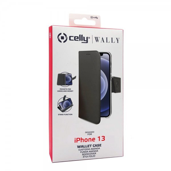 Celly iPhone 13 Etui Wally Wallet Case Svart