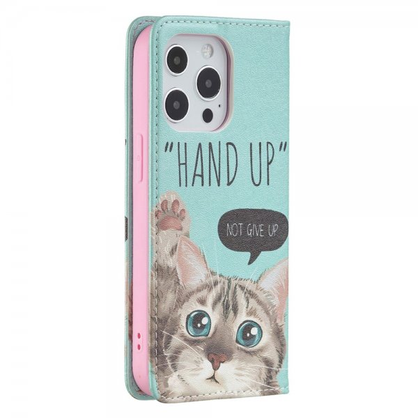 iPhone 13 Pro Etui Flip Motiv Hand Up Not Give Up