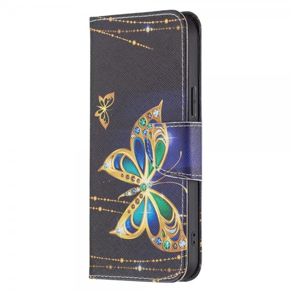 iPhone 13 Pro Etui Motiv Glitter Sommerfugler