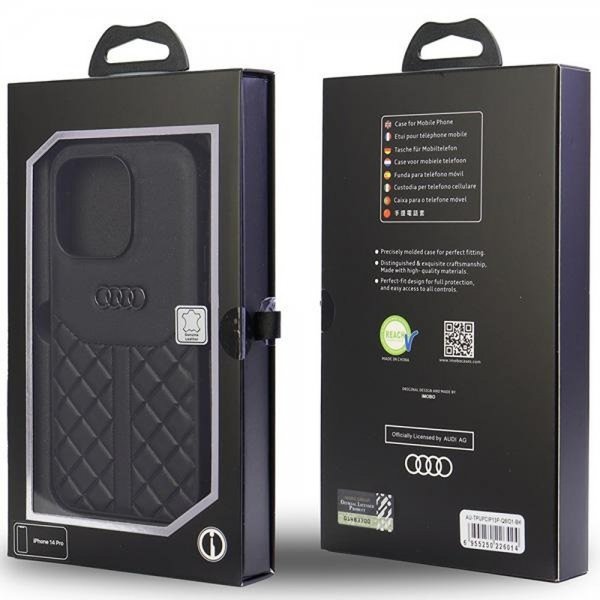 Audi iPhone 13/iPhone 13 Pro Deksel Genuine Leather Case Svart