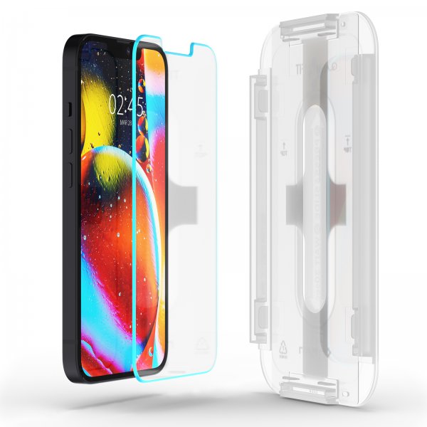 Spigen iPhone 13/13 Pro/14/16e/17e Skjermbeskytter GLAS.tR EZ Fit 2-pack