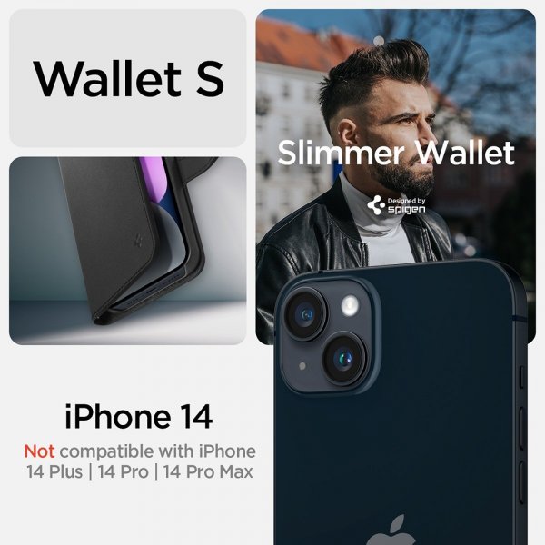 Spigen iPhone 13/iPhone 14 Etui Wallet S Svart