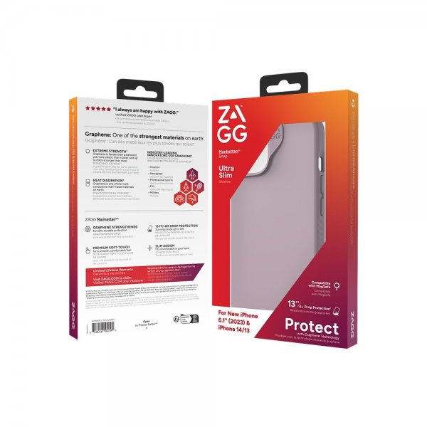 Zagg iPhone 13/iPhone 14/iPhone 15 Deksel Manhattan Snap Lavendel