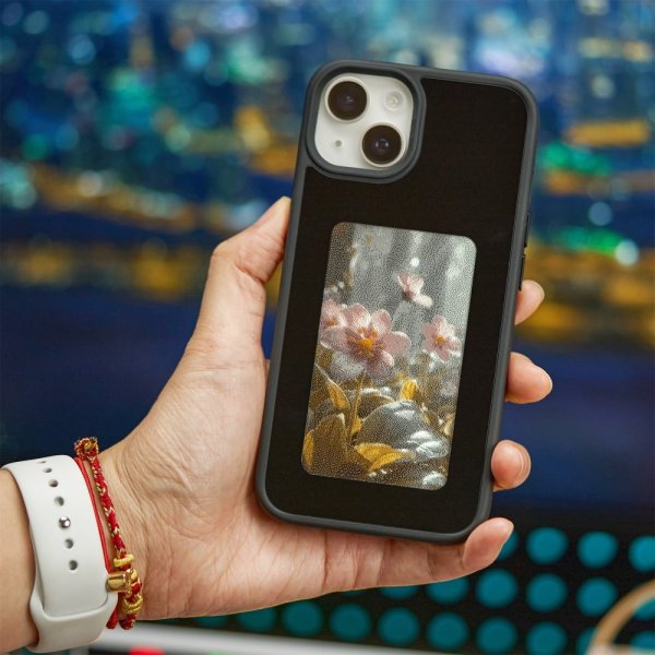 iPhone 13/iPhone 14 Deksel Innebygd skjerm E Ink Case Svart