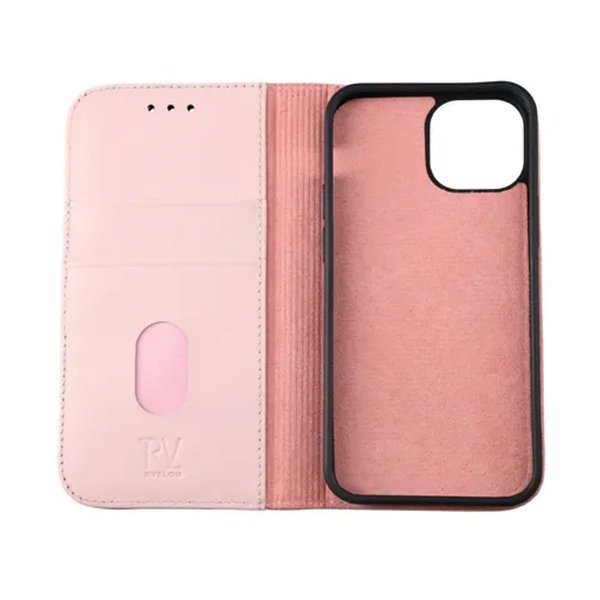 Rvelon iPhone 13 Mini Etui Ekte Skinn Rosa
