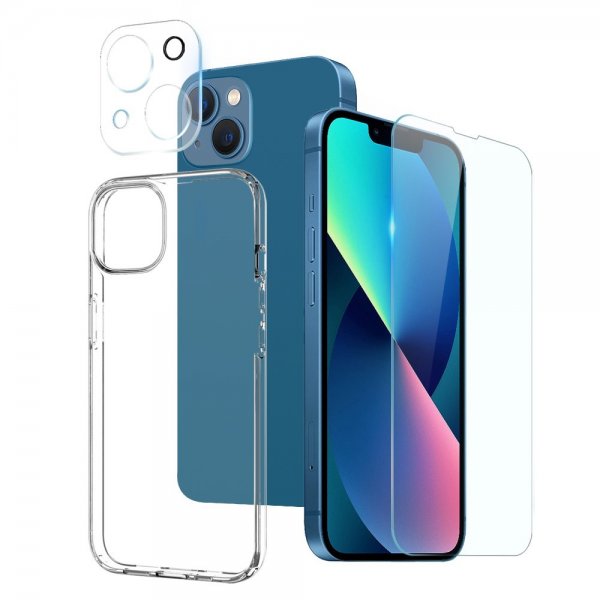 Northjo iPhone 13 Mini Deksel med Skjermbeskytter og Kamerabeskytter 3-i-1