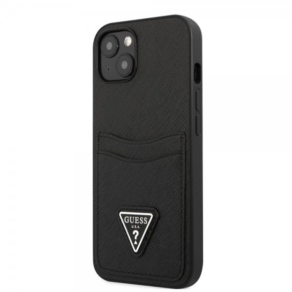 Guess iPhone 13 Mini Deksel Saffiano Double Cardslot Svart