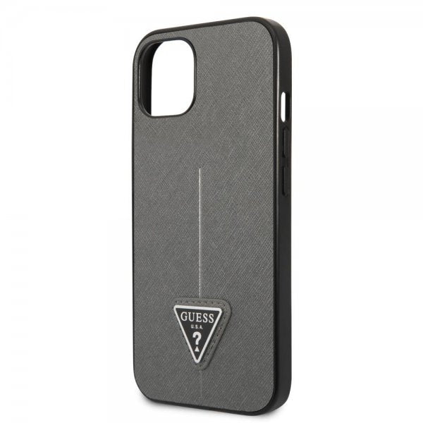 Guess iPhone 13 Mini Deksel Saffiano Metal Triangle Sølv
