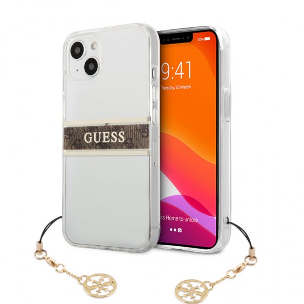 Guess iPhone 13 Mini Deksel Stripe Charm Brun