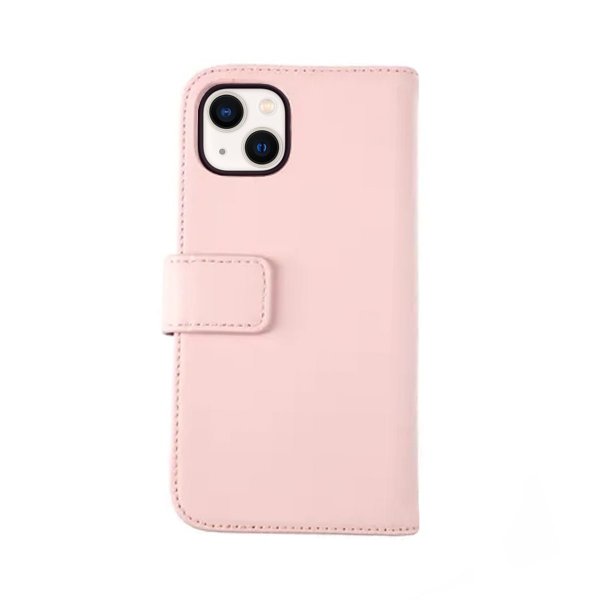 Rvelon iPhone 13 Etui Ekte skinn Kortlommer Rosa