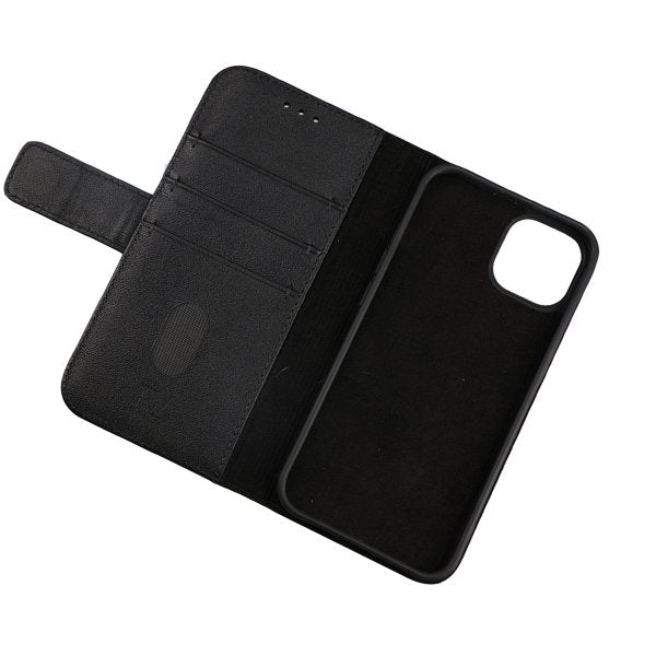 Rvelon iPhone 13 Etui Ekte skinn Kortlommer Svart