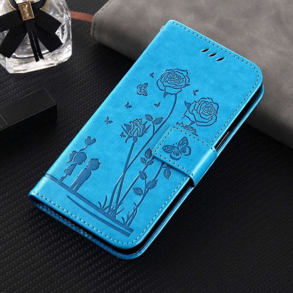 iPhone 13 Pro Etui Blomstermønster Blå