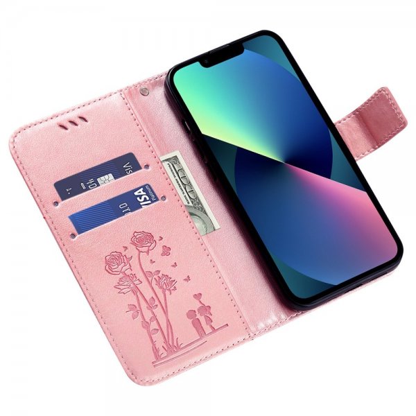 iPhone 13 Pro Etui Blomstermønster Rosa