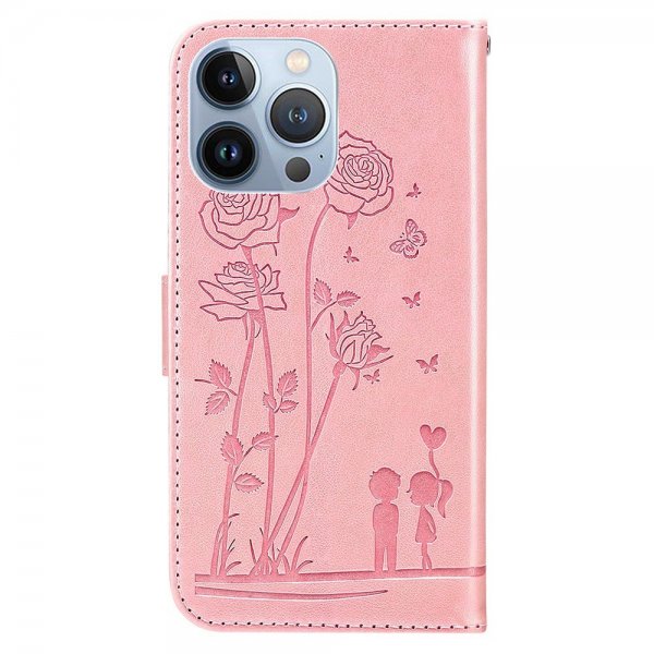 iPhone 13 Pro Etui Blomstermønster Rosa