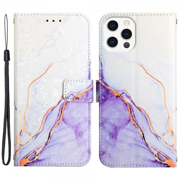 iPhone 13 Pro Etui Marmor Hvit Lilla