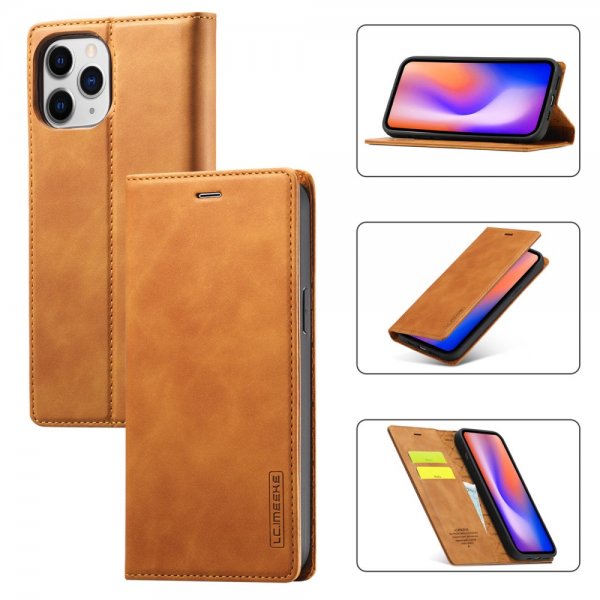 Lc.Imeeke iPhone 13 Pro Etui med Kortlomme flipp Brun