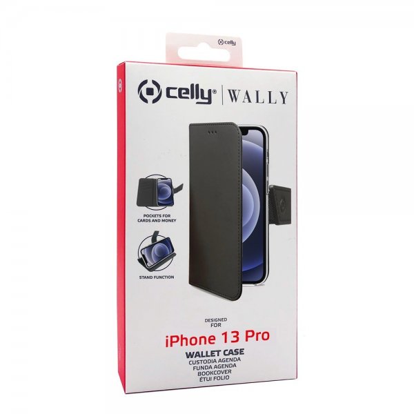 Celly iPhone 13 Pro Etui Wally Wallet Case Svart