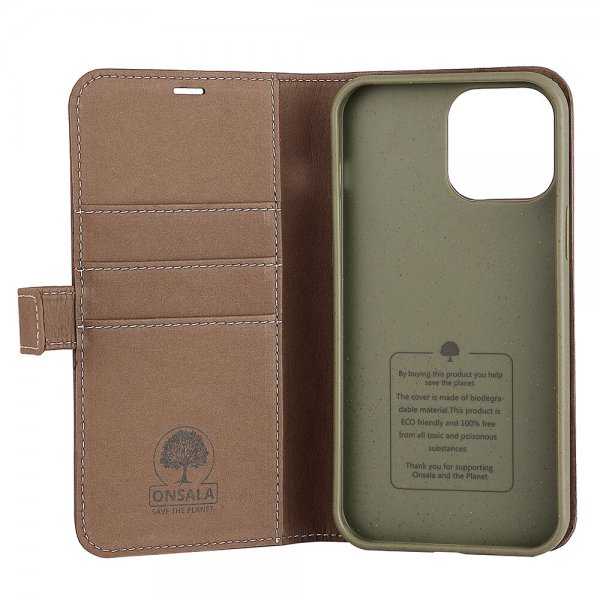 Onsala iPhone 13 Pro Max Etui ECO Wallet Brun