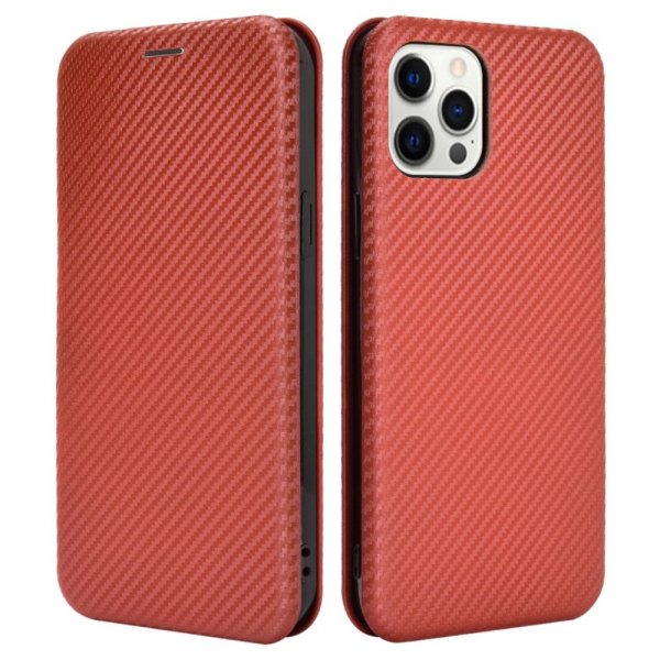 iPhone 13 Pro Max Etui Karbonfibertekstur Brun