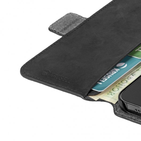 Krusell iPhone 13 Pro Max Etui Leather PhoneWallet Svart