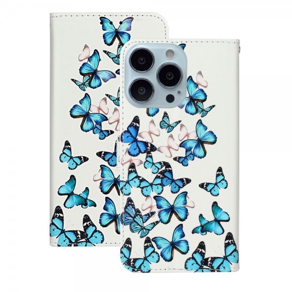 iPhone 13 Pro Max Etui Motiv Blå Sommerfugler