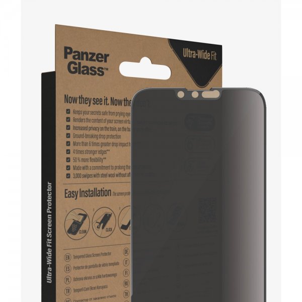 PanzerGlass iPhone 13 Pro Max/iPhone 14 Plus Skjermbeskytter Ultra-Wide Fit Privacy EasyAligner