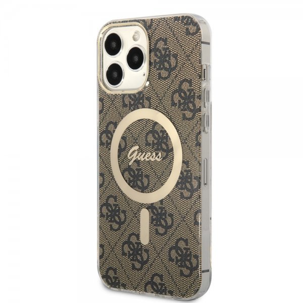 Guess iPhone 13 Pro Max Deksel 4G Pattern MagSafe Brun