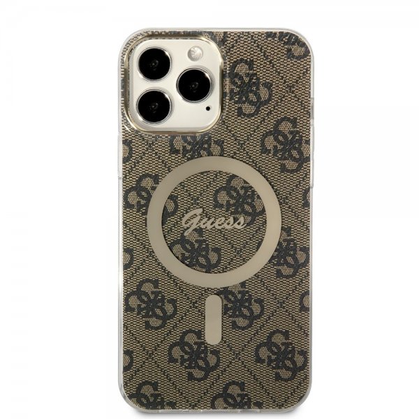 Guess iPhone 13 Pro Max Deksel 4G Pattern MagSafe Brun