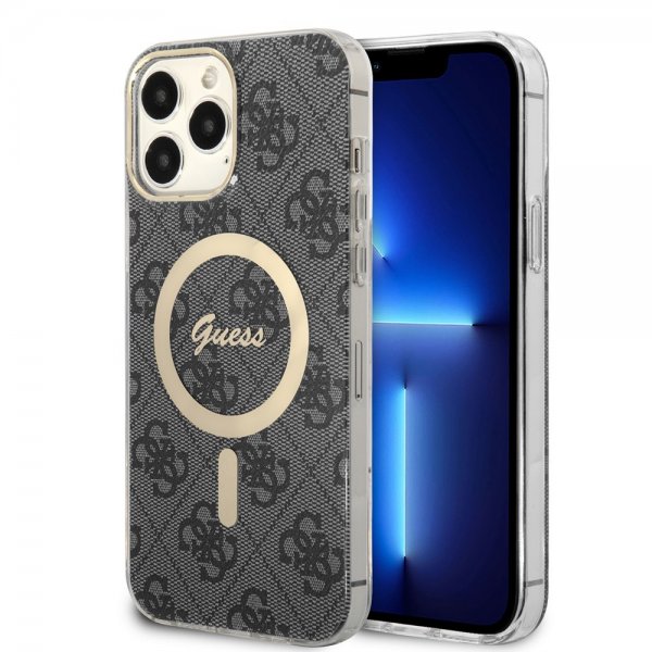 Guess iPhone 13 Pro Max Deksel 4G Pattern MagSafe Svart