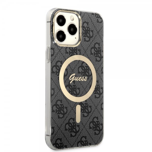 Guess iPhone 13 Pro Max Deksel 4G Pattern MagSafe Svart