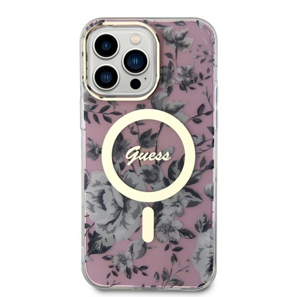 Guess iPhone 13 Pro Max Deksel Flower MagSafe Rosa