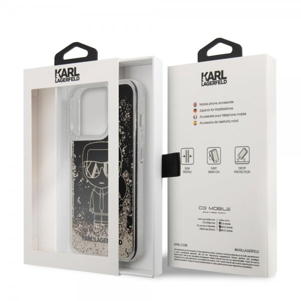 Karl Lagerfeld iPhone 13 Pro Max Deksel Liquid Glitter Gatsby Svart