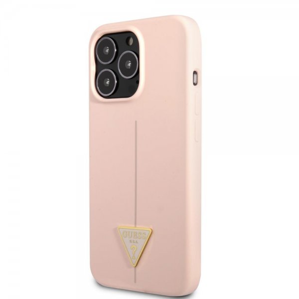 Guess iPhone 13 Pro Max Deksel Metal Triangle Rosa