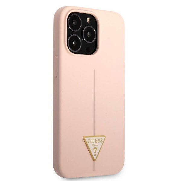 Guess iPhone 13 Pro Max Deksel Metal Triangle Rosa