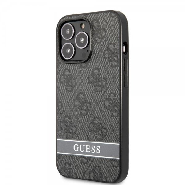 Guess iPhone 13 Pro Max Deksel Printed Stripe Bottom Grå