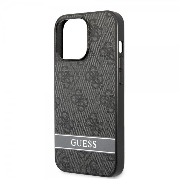 Guess iPhone 13 Pro Max Deksel Printed Stripe Bottom Grå